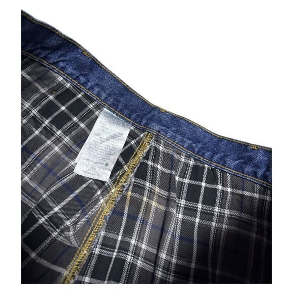 Carhartt Relaxed Fit Flannel Plaid Lined Blue Work Denim Jeans Mens 36x26 - Picture 8 of 8